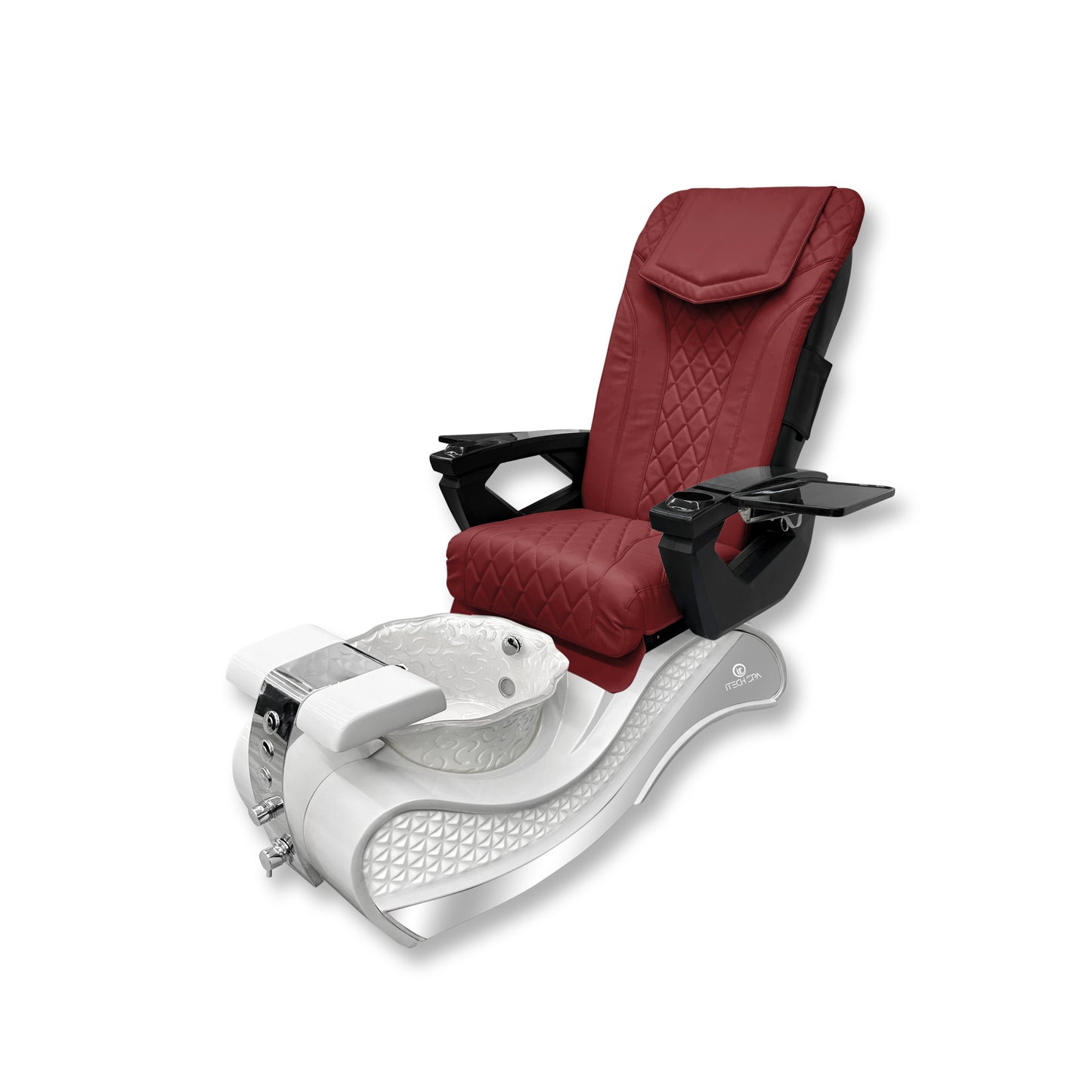 2025 White New Wave Pedicure Spa Chair - Flower Fiberglass Bowl - DT Pedispa Back Massage