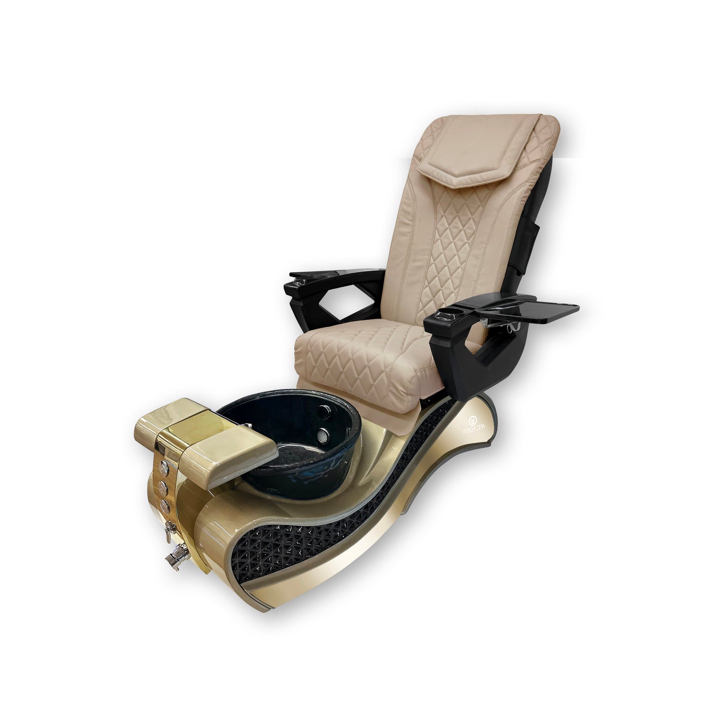 2025 Gold New Wave Pedicure Spa Chair - Fiberglass Bowl - DT Pedispa Back Massage