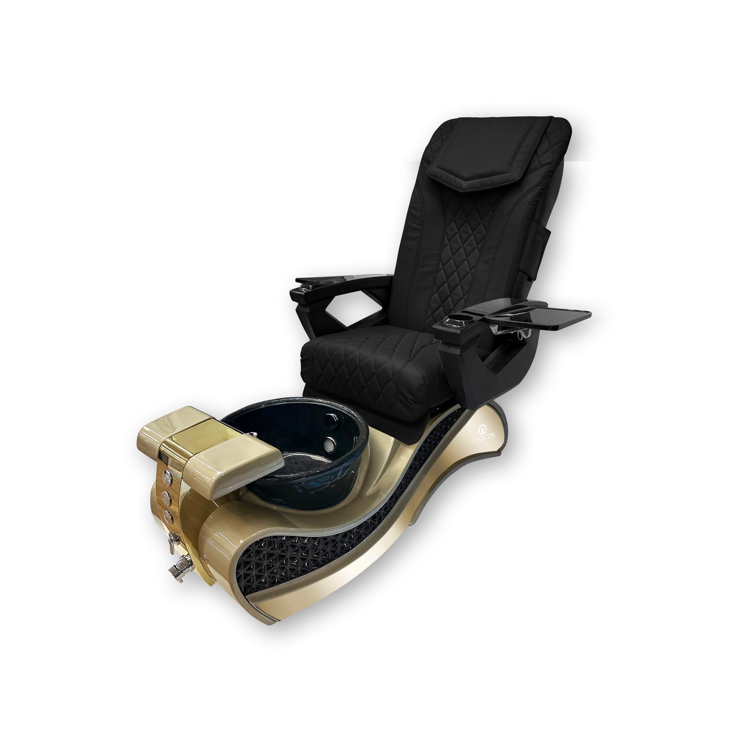 2025 Gold New Wave Pedicure Spa Chair - Fiberglass Bowl - DT Pedispa Back Massage