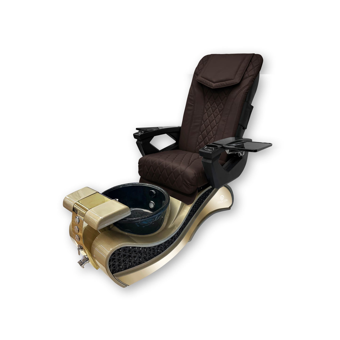 2025 Gold New Wave Pedicure Spa Chair - Fiberglass Bowl - DT Pedispa Back Massage