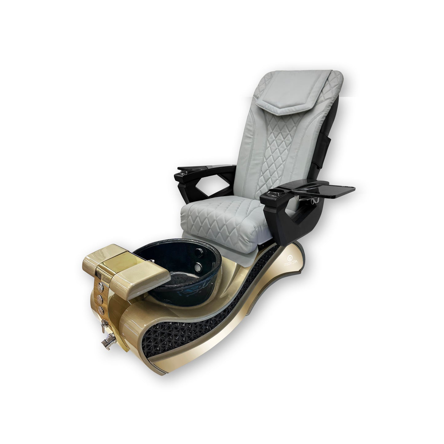 2025 Gold New Wave Pedicure Spa Chair - Fiberglass Bowl - DT Pedispa Back Massage