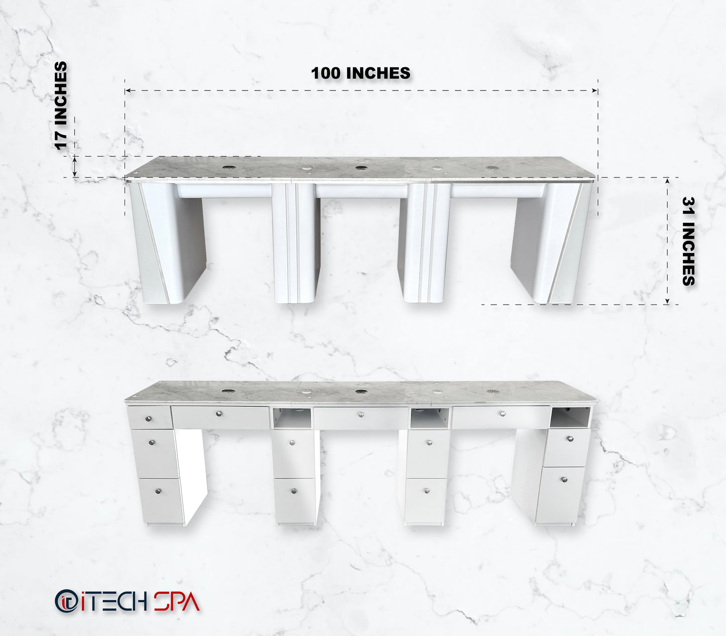 Benjamine Triple Nail table with Vent Pipe