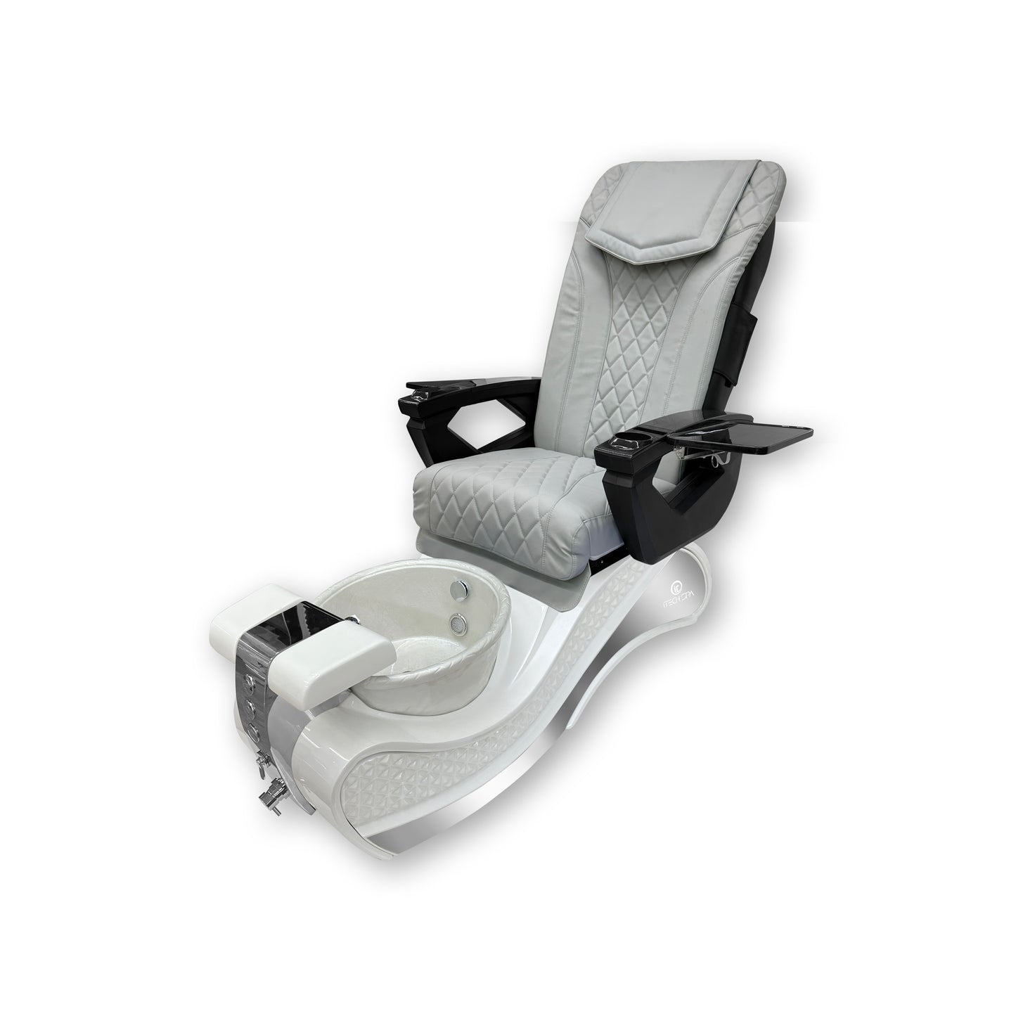 2025 White New Wave Pedicure Spa Chair - Fiberglass Bowl - DT Pedispa Back Massage