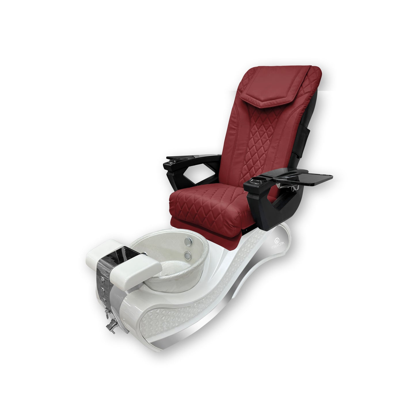 2025 White New Wave Pedicure Spa Chair - Fiberglass Bowl - DT Pedispa Back Massage