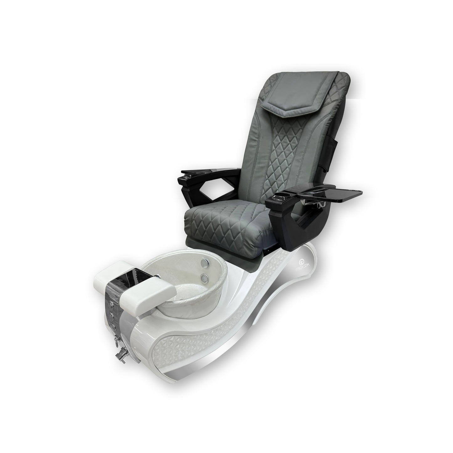 2025 White New Wave Pedicure Spa Chair - Fiberglass Bowl - DT Pedispa Back Massage