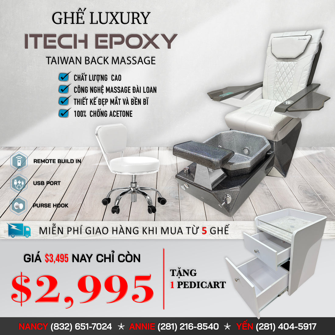 Itech Epoxy with Taiwan Back Massage + Free Pedicart