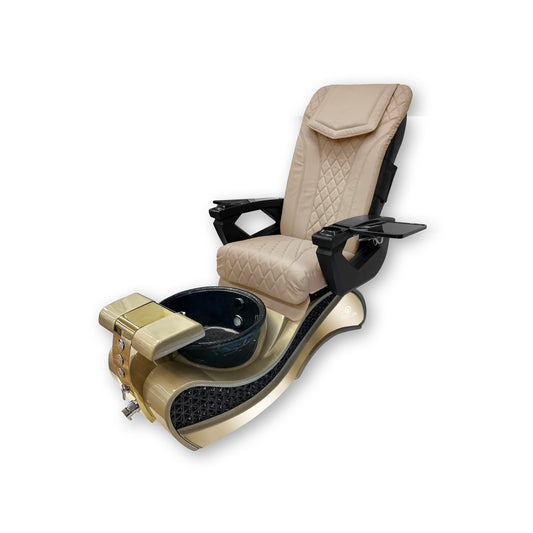 2023 Gold New Wave Pedicure Spa Chair - Fiberglass Bowl - DT Pedispa Back Massage