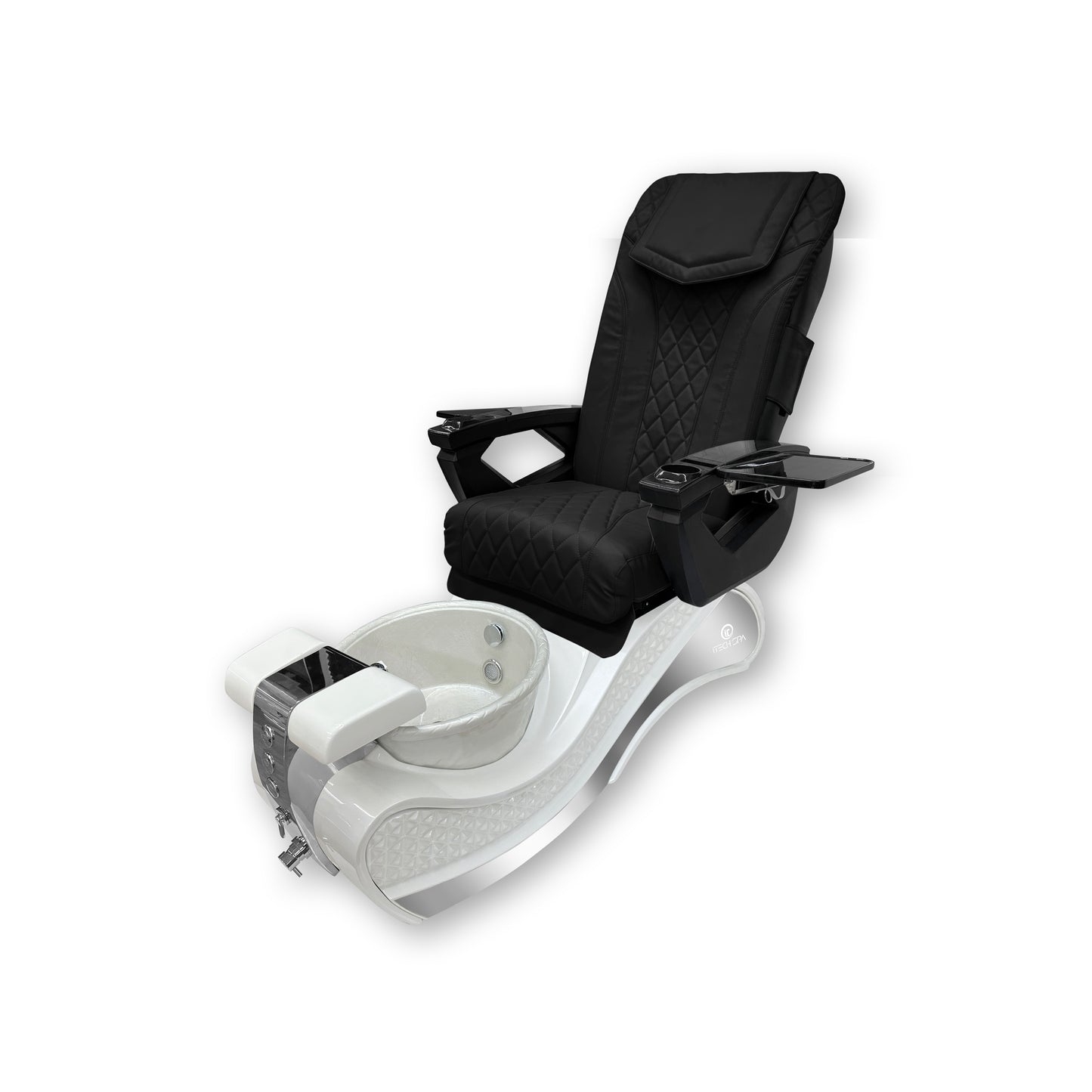 2023 White New Wave Pedicure Spa Chair - Fiberglass Bowl - DT Pedispa Back Massage