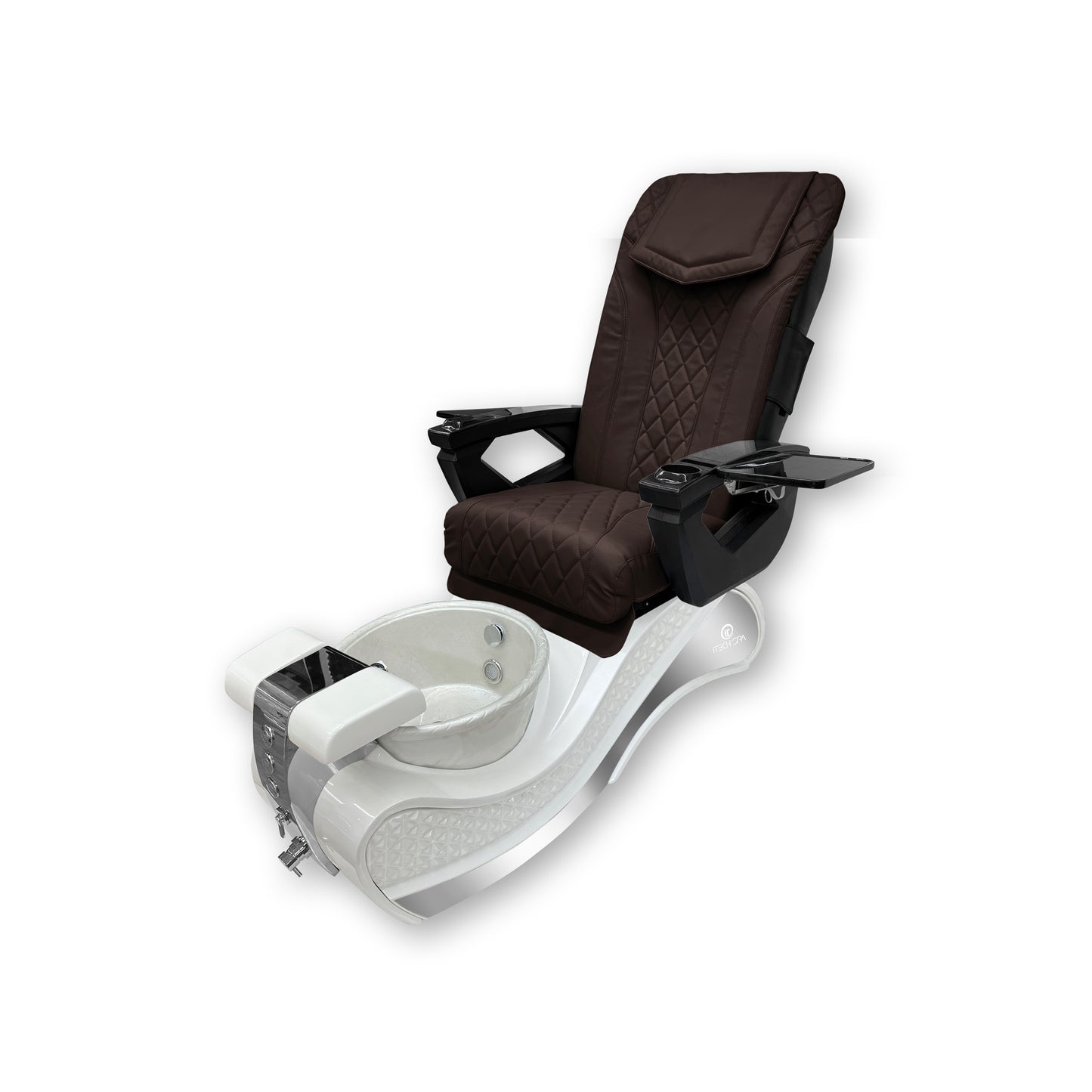 2023 White New Wave Pedicure Spa Chair - Fiberglass Bowl - DT Pedispa Back Massage